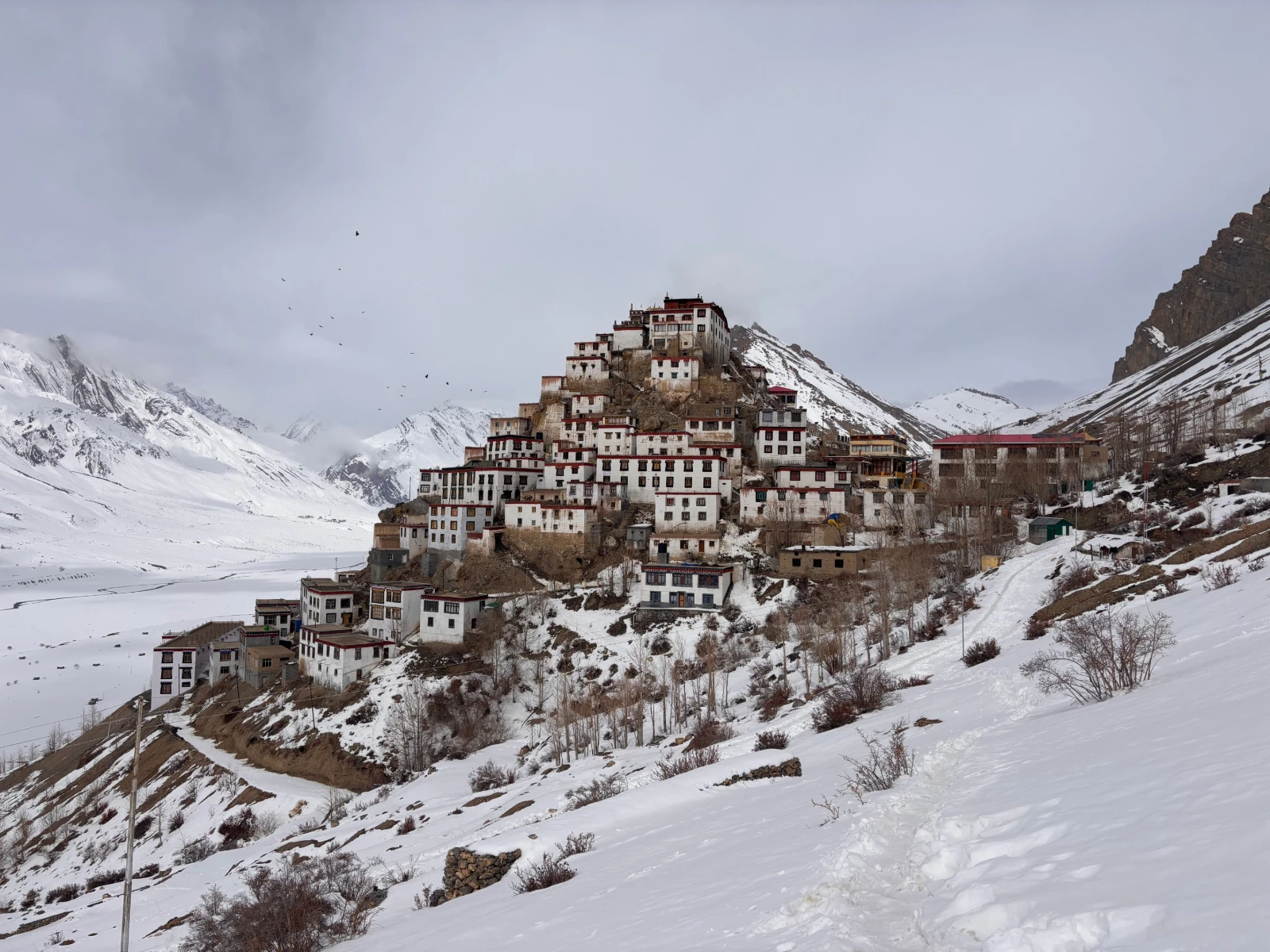 Whitewashed monastery in Spiti Valley, Himachal Pradesh