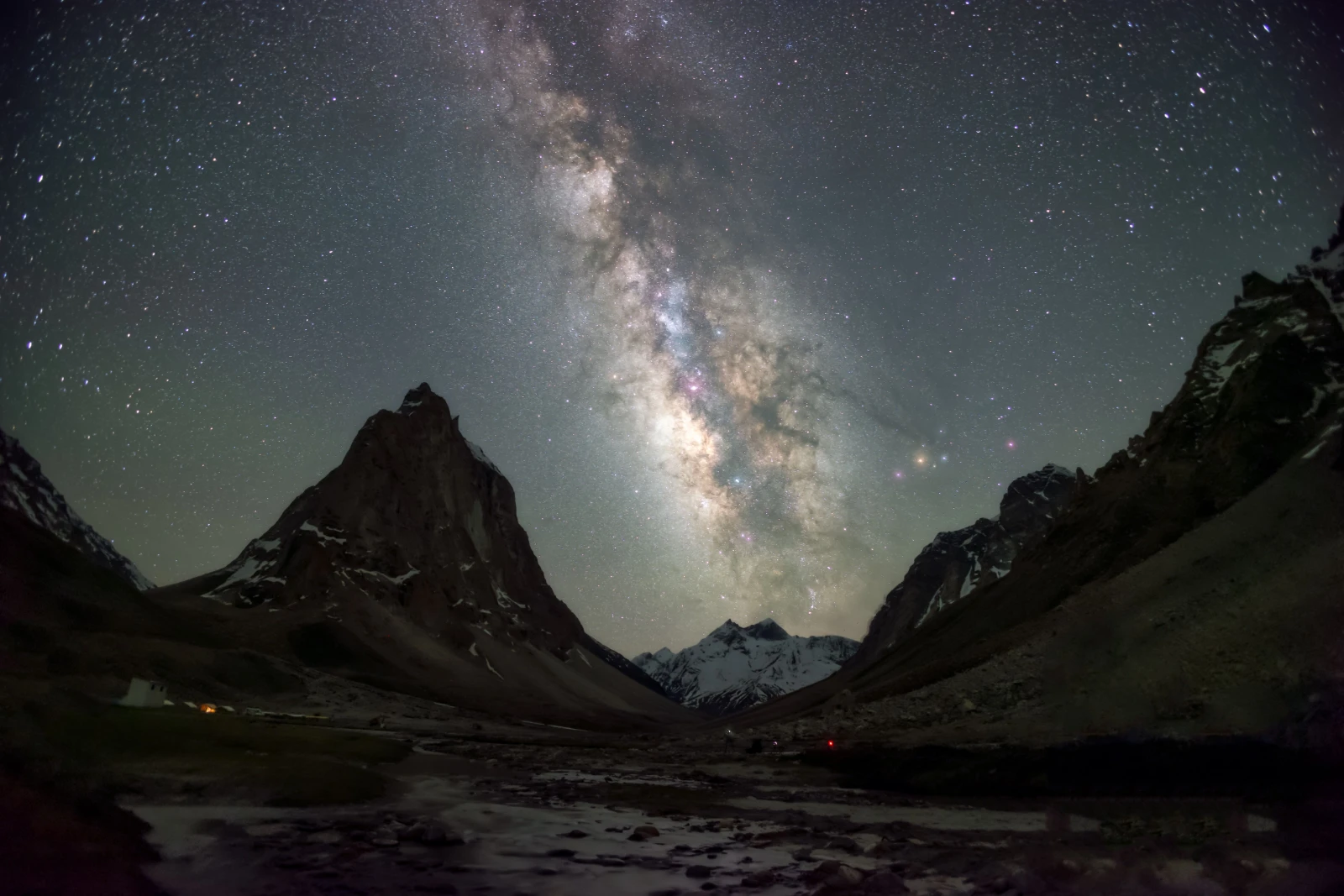 Hanle village and observatory hill in Ladakh under a vast sky